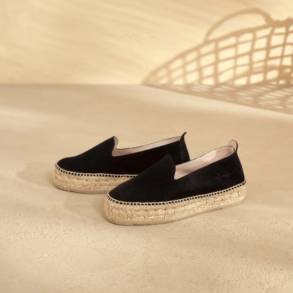 Manebi Women’s Espadrilles Double Sole Platform Shoes - Black, size 37, Spain